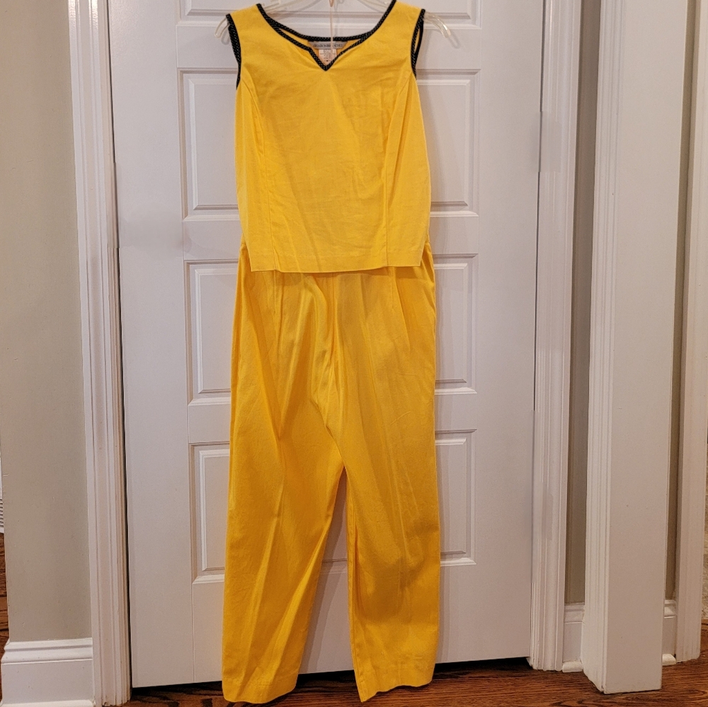 Vintage Sharon Young 2-Piece Set Yellow Cotton Spandex Top & Pants Sz 4 Made USA - Picture 13 of 13